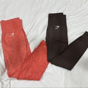2 Pair for $25 / Gym Shark Leggings - Orange & Brown